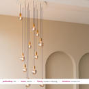 Grote ronde hanglamp messing smoke 2 meter