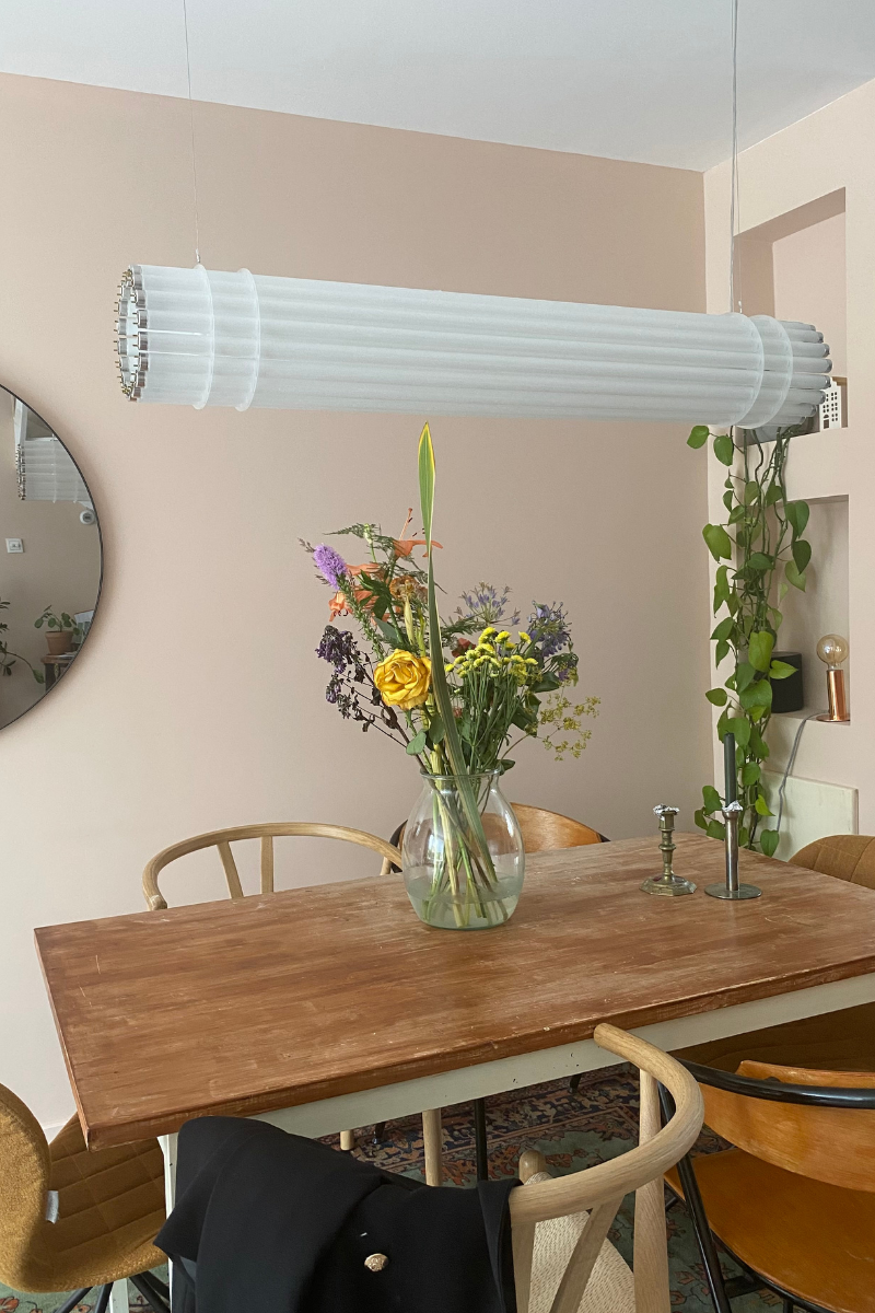 Hanglamp op maat van oude-TL buizen wit modern design