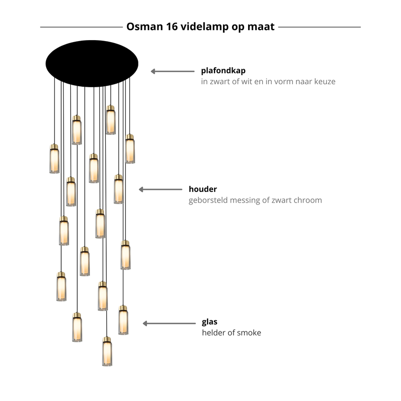 Osman 16 Hanglamp voor vide op maat 9 pendels