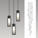 Videlamp hoog plafond 9 pendels op maat zwart smoke