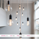 Videlamp hoog plafond hanglamp zwart met beige woonkamer