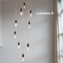 Videlamp hoog plafond met 9 pendels woonkamer